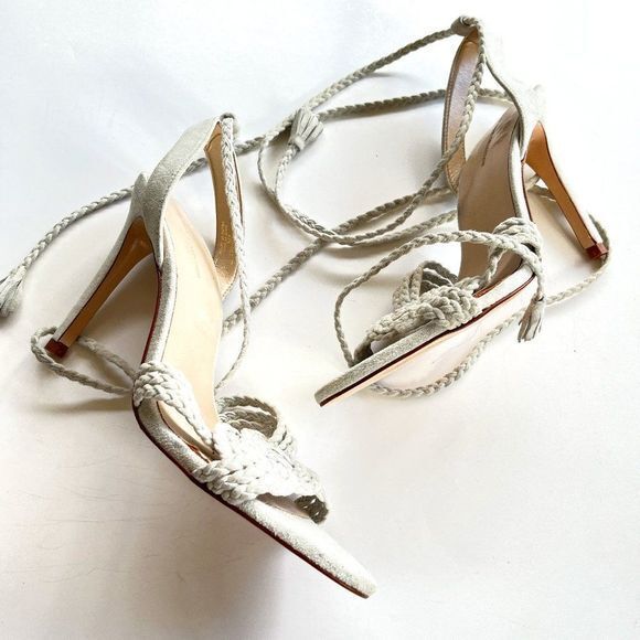 NEW Zara Leather High Heel Braided Detail Womens Size 41 US 10 Ankle Wrap - Picture 6 of 11